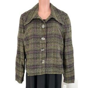 NWT PENDLETON Plaid Blazer Fully Lined  Purple/Black/Green Size 16 Autumn Arbor